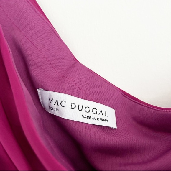 Mac Duggal Berry Satin One Shoulder High Low Maxi Gown Dress Size 10 - Picture 7 of 9